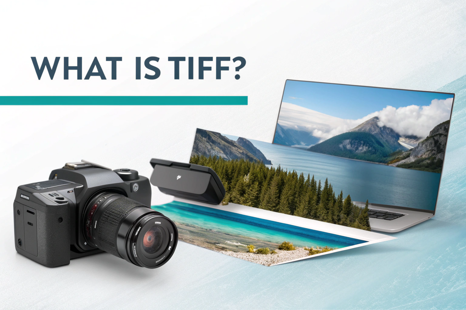 What is TIFF? Illustration showing a high-quality TIFF image file used in photography, scanning, and professional printing