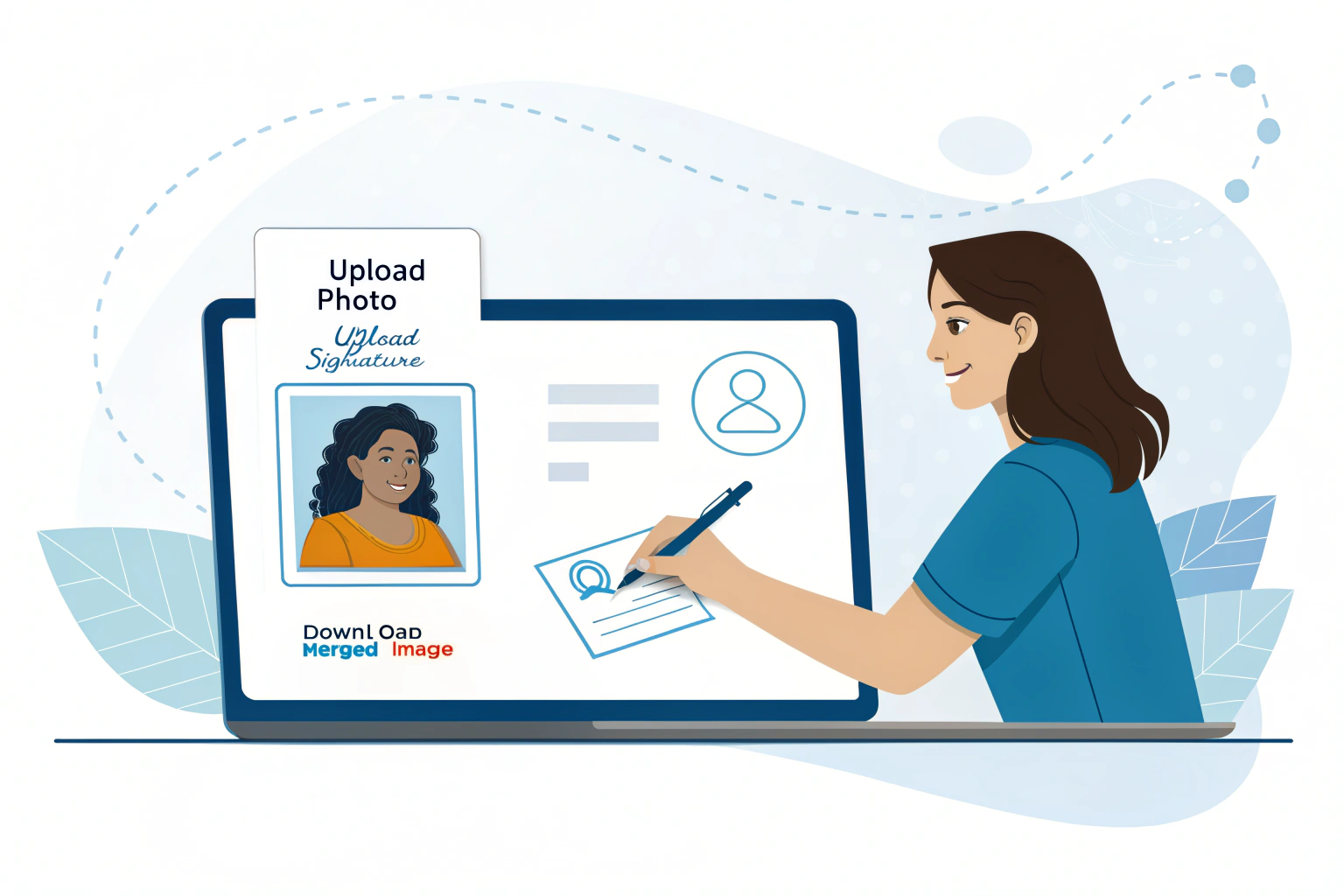 Photo and signature merge using an online tool to combine photo and signature into one image